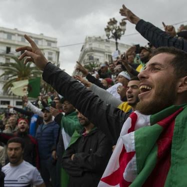 Algerians take part in an anti-government demonstration, on April 5, 2019 in the capital Algiers after the resignation of ailing president Abdelaziz Bouteflika. 