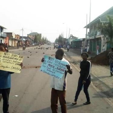 Supporters of the Lamuka opposition coalition protest in Goma, Democratic Republic of Congo, on June 30, 2019.