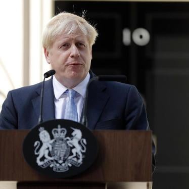 Britain's Prime Minister Boris Johnson speaks outside 10 Downing Street, London