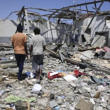 Debris covers the ground after an airstrike at a detention center in Tajoura, east of Tripoli in Libya, Wednesday, July 3, 2019. 