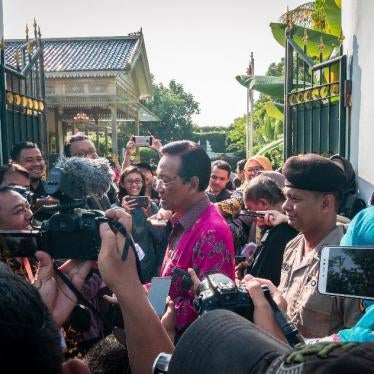 Yogyakarta Governor Sri Sultan Hamengkubuwono X talks to journalist after cast his votes at a polling station in Yogyakarta, Indonesia on April 17, 2019. 