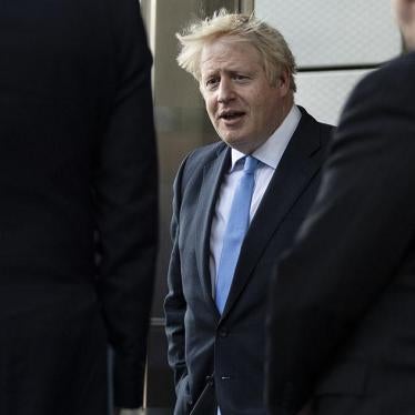 Britain's Prime Minister Boris Johnson departs from Hudson Yards, in New York
