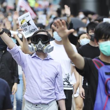 People protest the enactment of the anti-mask law in Hong Kong, October 4, 2019.