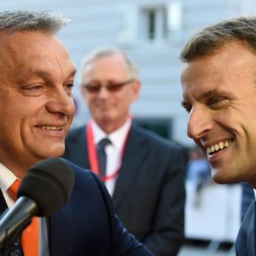 Hungary's Prime Minister Viktor Orban and French President Emmanuel Macron arrive at an EU summit in Salzburg, Austria on September 20, 2018.