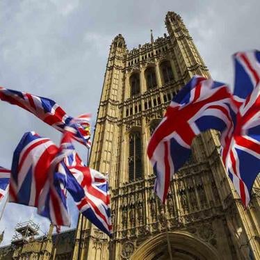 Union Jack flags fluttering outside Houses of Parliament in Westminster, London, October 1, 2019.