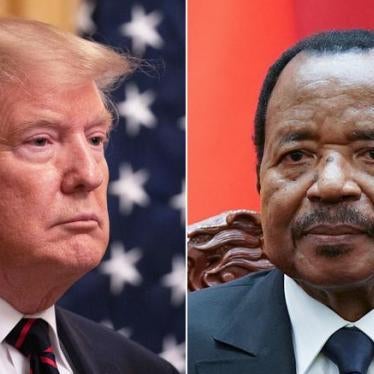 United States President Donald Trump (L) and Cameroon President Paul Biya.