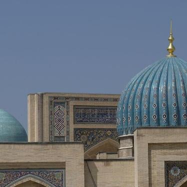 Exterior of Barak-khan Madrasah in Tashkent, Uzbekistan.