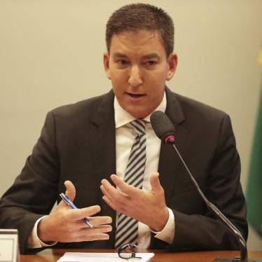 The American journalist Glenn Greenwald, one of the founders of The Intercept, is heard in a public hearing at Brazil's Chamber of Deputies, in Brasília, Brazil, on June 25, 2019.