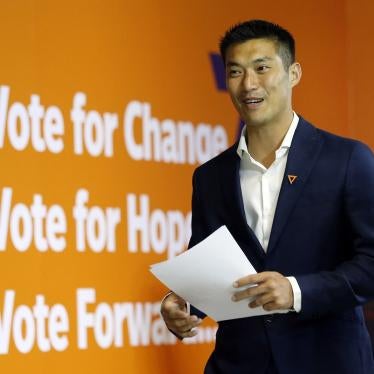 Future Forward Party leader Thanathorn Juangroongruangkit arrives for a press conference at the party's headquarters in Bangkok, Thailand, Monday, March 25, 2019.