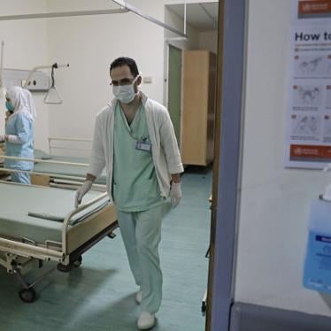 Lebanese nurses at a ward where the first case of coronavirus in the country was being treated, at the Rafik Hariri University Hospital in the southern outskirts of Beirut, on February 22, 2020. 