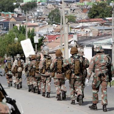 Soldiers patrol the streets in an attempt to enforce a 21 day nationwide lockdown, aimed at limiting the spread of coronavirus disease (COVID-19), in Alexandra township, South Africa, March 28, 2020.