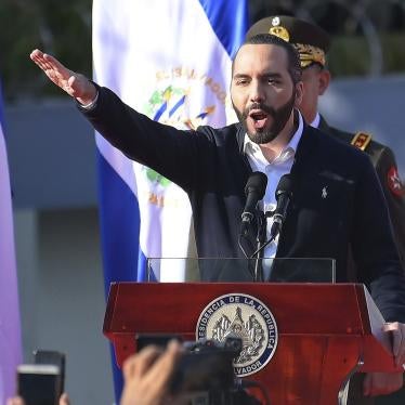 El Salvador's President Nayib Bukele speaks to his supporters in San Salvador, El Salvador, on February 20, 2020. 