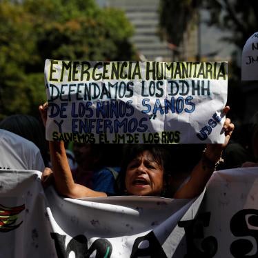 People protest outside the children's hospital JM de los Rios because of lack of medicines, in Caracas, Venezuela March 12, 2020.