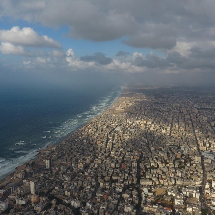 An aerial shot of Gaza
