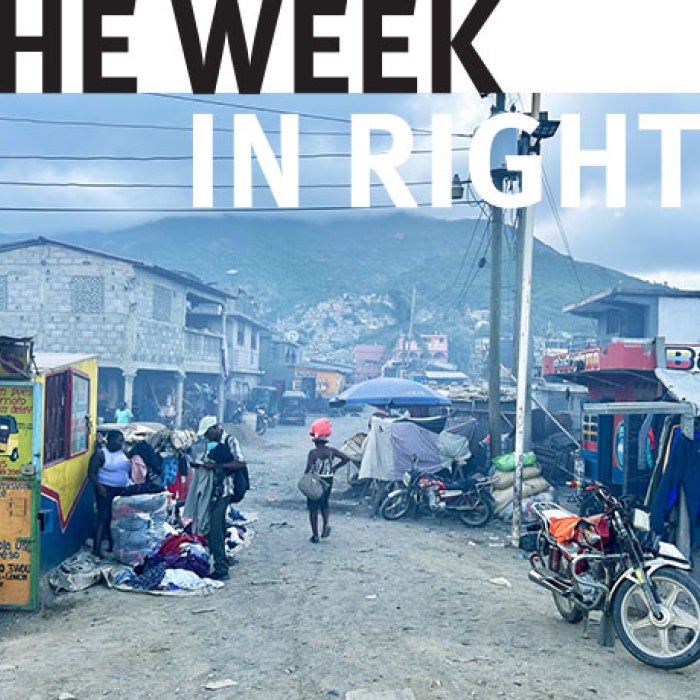 A narrow street in Haiti. 